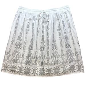 Axcess A Liz Claiborne Company Black White Boho Aztec Floral Print Skirt Size XL